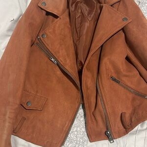 Brown suede thick jacket
